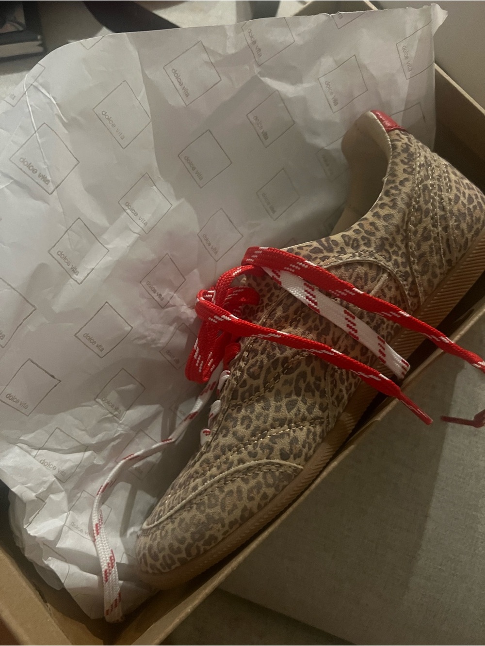 Dolce Vita Leopard Print Women's Casual Shoe with Red Laces